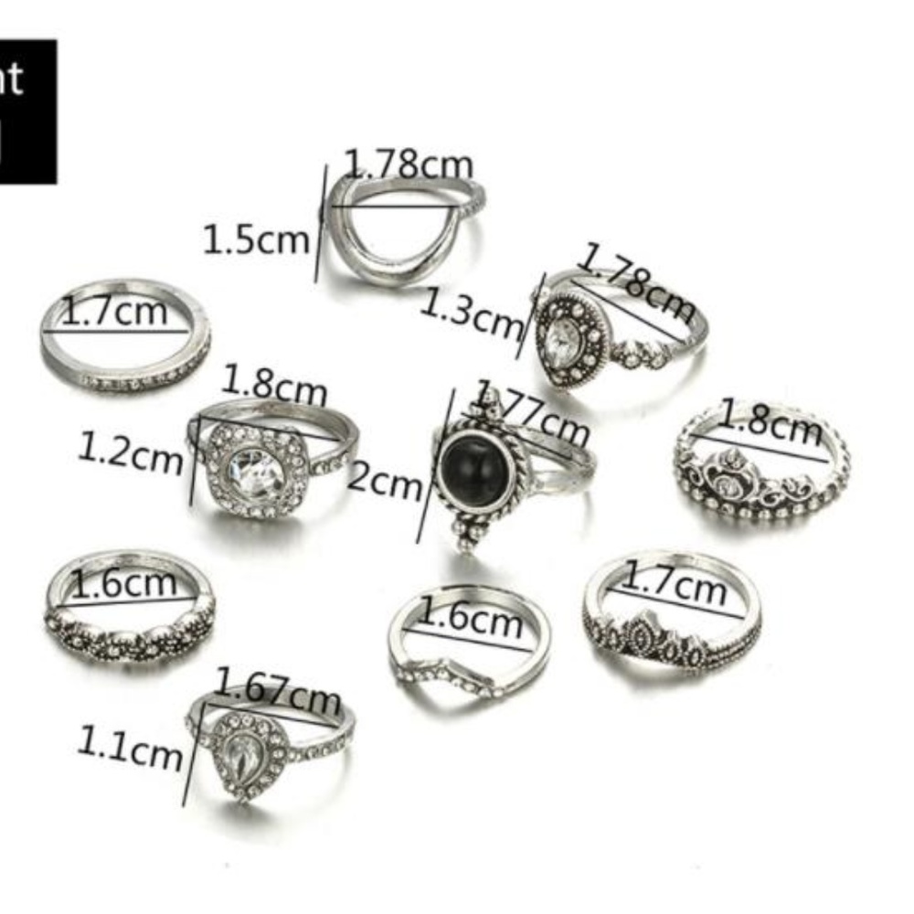 NEW 10pc multi styles ring set - Picture 5 of 6